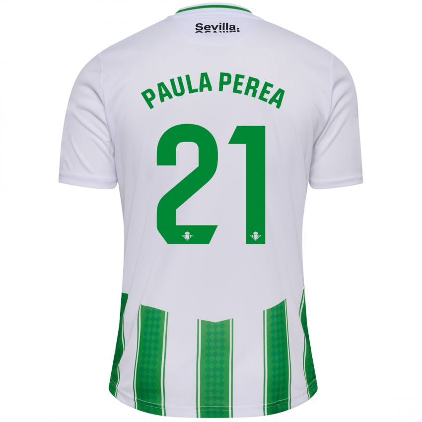 Niño Camiseta Paula Perea Ramírez #21 Blanco 1ª Equipación 2023/24 La Camisa Argentina
