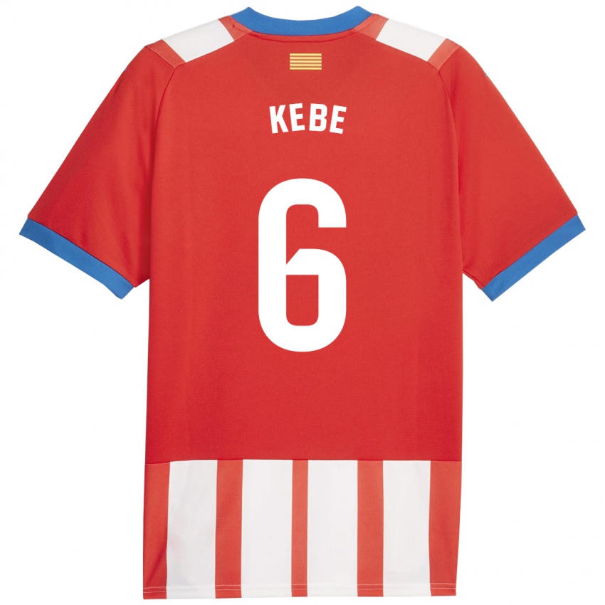 Hombre Camiseta Ibrahima Kébé #6 Rojo Blanco 1ª Equipación 2023/24 La Camisa Argentina