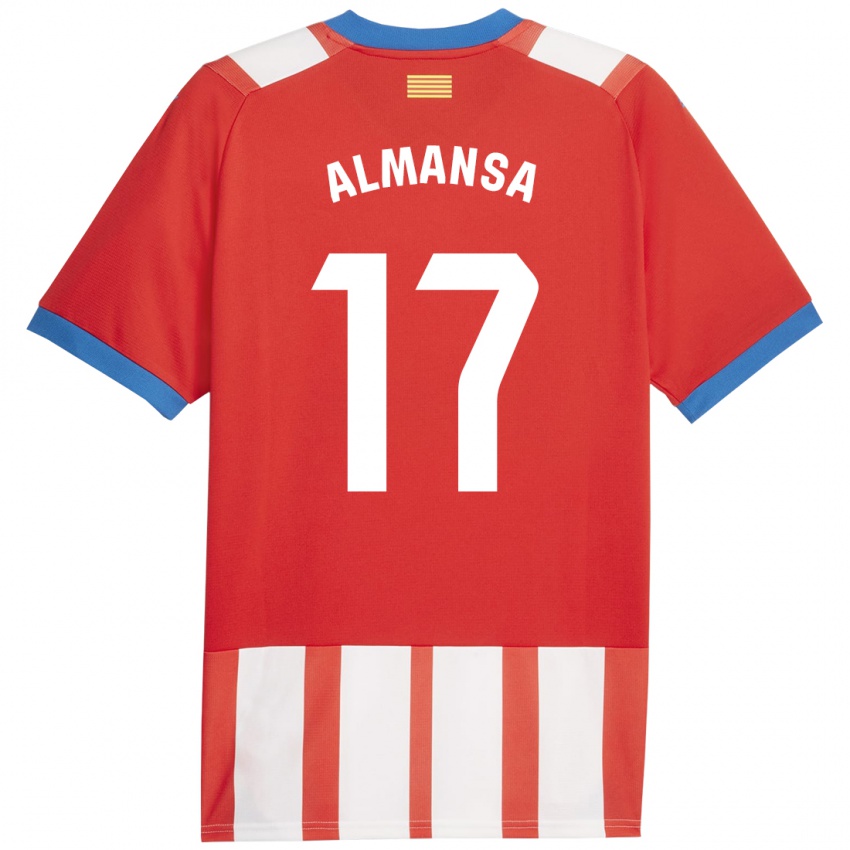 Hombre Camiseta Alex Almansa #17 Rojo Blanco 1ª Equipación 2023/24 La Camisa Argentina