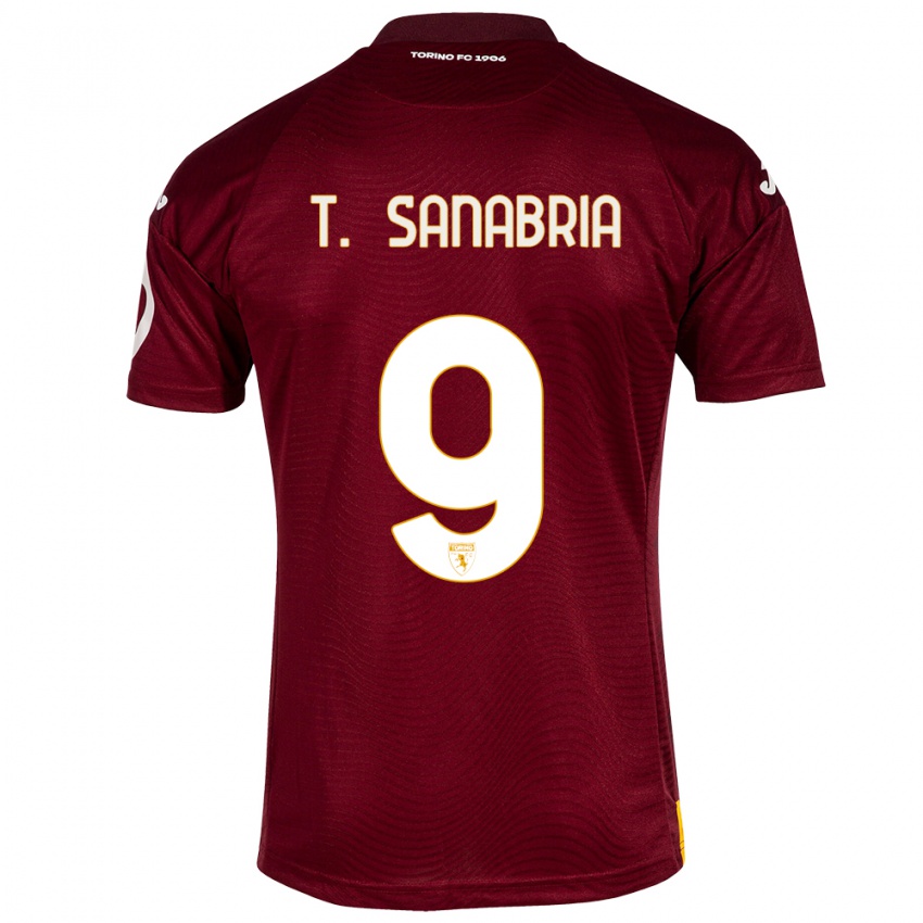 Hombre Camiseta Antonio Sanabria #9 Rojo Oscuro 1ª Equipación 2023/24 La Camisa Argentina
