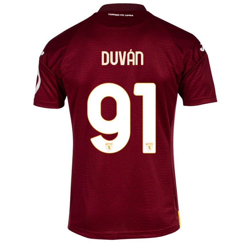 Hombre Camiseta Duvan Zapata #91 Rojo Oscuro 1ª Equipación 2023/24 La Camisa Argentina