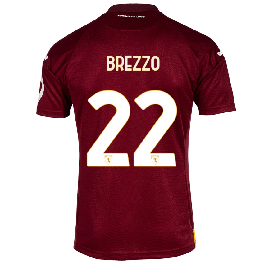 Hombre Camiseta Matteo Brezzo #22 Rojo Oscuro 1ª Equipación 2023/24 La Camisa Argentina