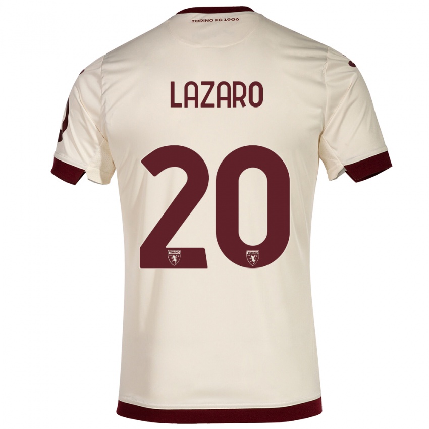 Hombre Camiseta Valentino Lazaro #20 Champán 2ª Equipación 2023/24 La Camisa Argentina