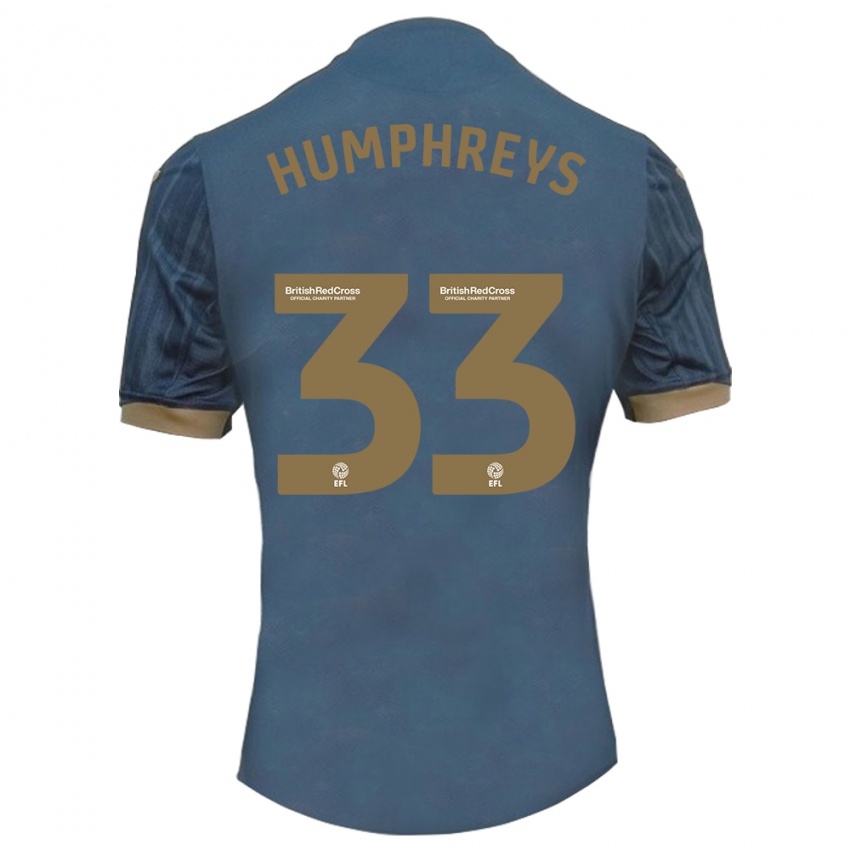 Hombre Camiseta Bashir Humphreys #33 Verde Azulado Oscuro 2ª Equipación 2023/24 La Camisa Argentina