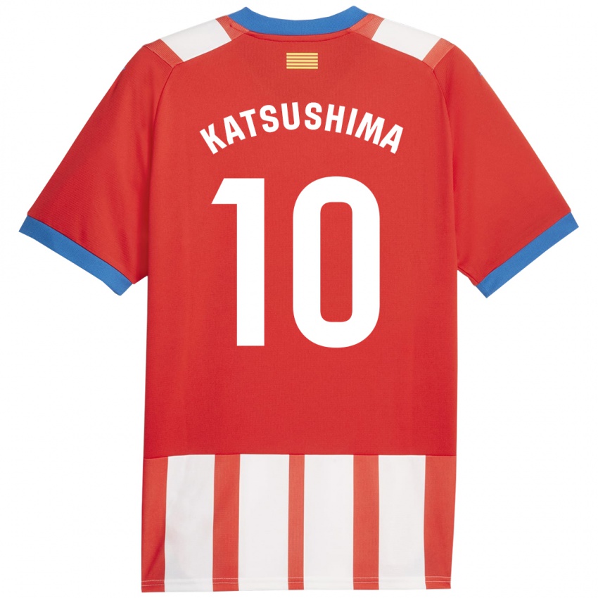 Mujer Camiseta Shinnosuke Katsushima #10 Rojo Blanco 1ª Equipación 2023/24 La Camisa Argentina