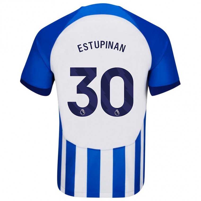 Mujer Camiseta Pervis Estupinan #30 Azul 1ª Equipación 2023/24 La Camisa Argentina