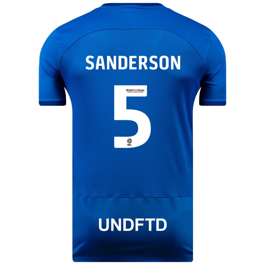 Mujer Camiseta Dion Sanderson #5 Azul 1ª Equipación 2023/24 La Camisa Argentina