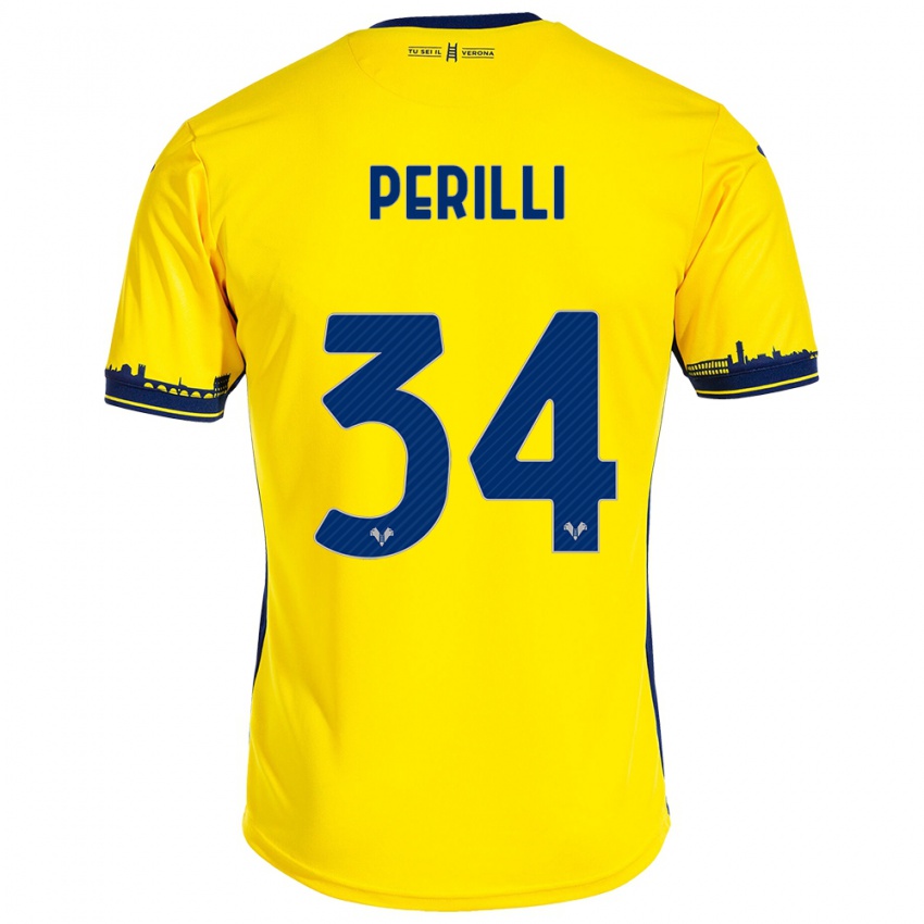 Mujer Camiseta Simone Perilli #34 Amarillo 2ª Equipación 2023/24 La Camisa Argentina