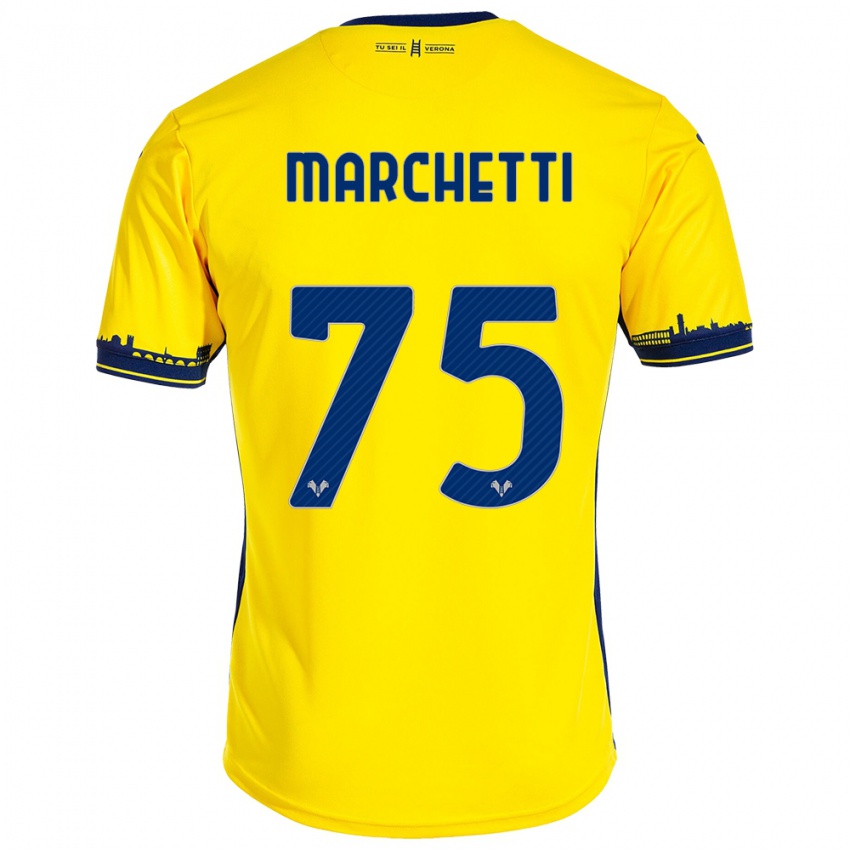 Mujer Camiseta Nicolò Marchetti #75 Amarillo 2ª Equipación 2023/24 La Camisa Argentina