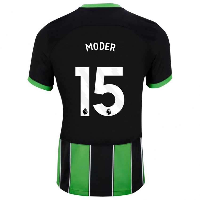 Mujer Camiseta Jakub Moder #15 Verde Negro 2ª Equipación 2023/24 La Camisa Argentina