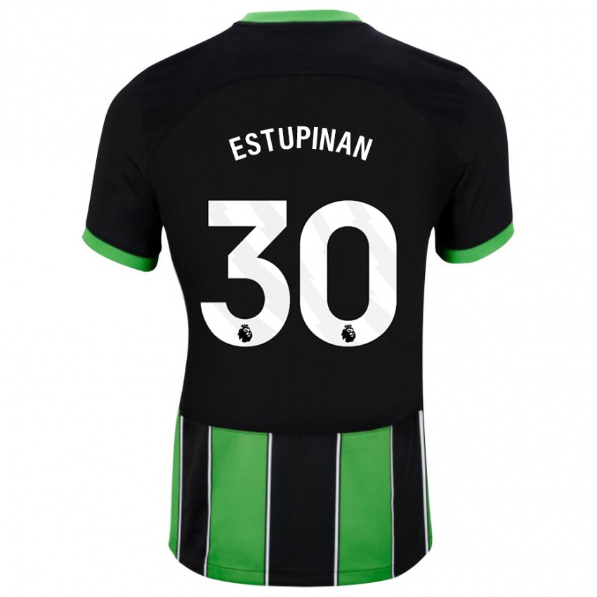 Mujer Camiseta Pervis Estupinan #30 Verde Negro 2ª Equipación 2023/24 La Camisa Argentina