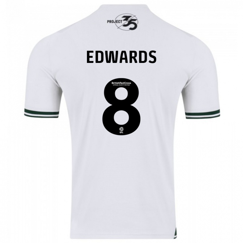 Mujer Camiseta Joe Edwards #8 Blanco 2ª Equipación 2023/24 La Camisa Argentina