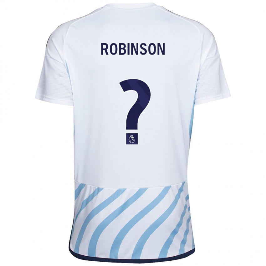 Mujer Camiseta Theo Robinson #0 Blanco Azul 2ª Equipación 2023/24 La Camisa Argentina