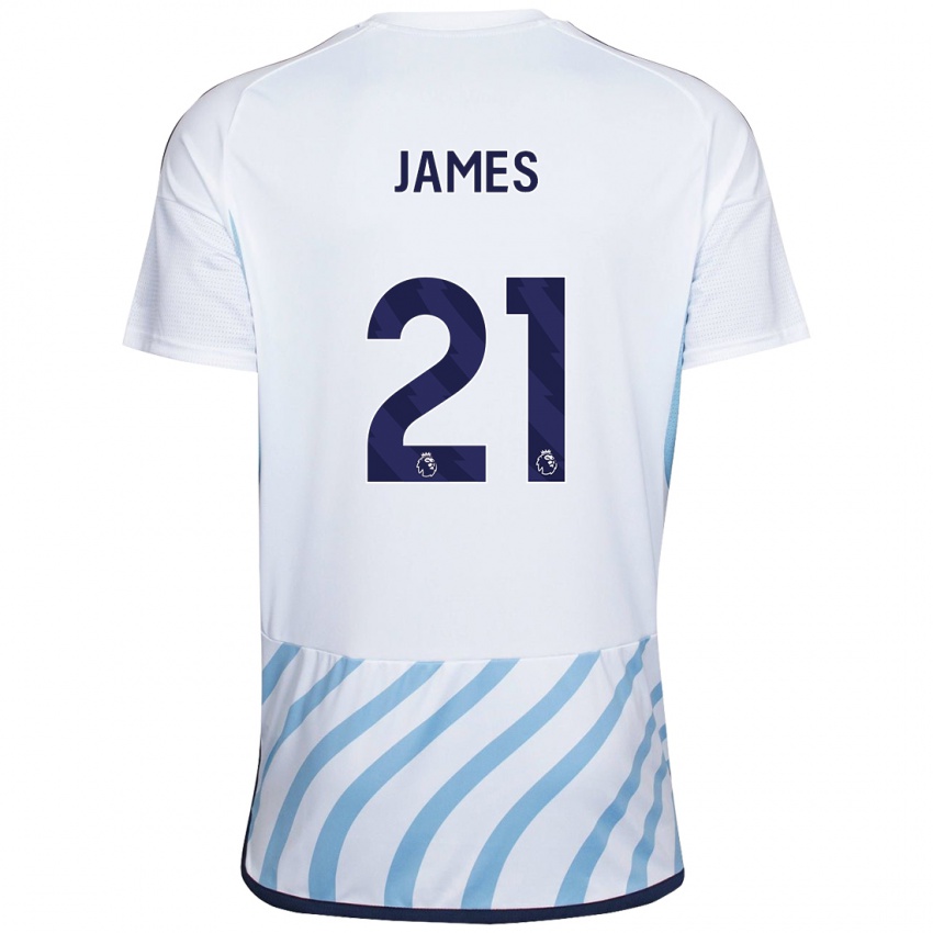Mujer Camiseta Hayley James #21 Blanco Azul 2ª Equipación 2023/24 La Camisa Argentina
