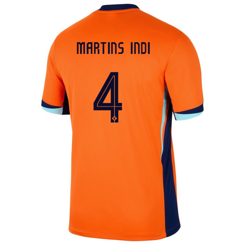 Niño Camiseta Países Bajos Bruno Martins Indi #4 Naranja 1ª Equipación 24-26 La Camisa Argentina