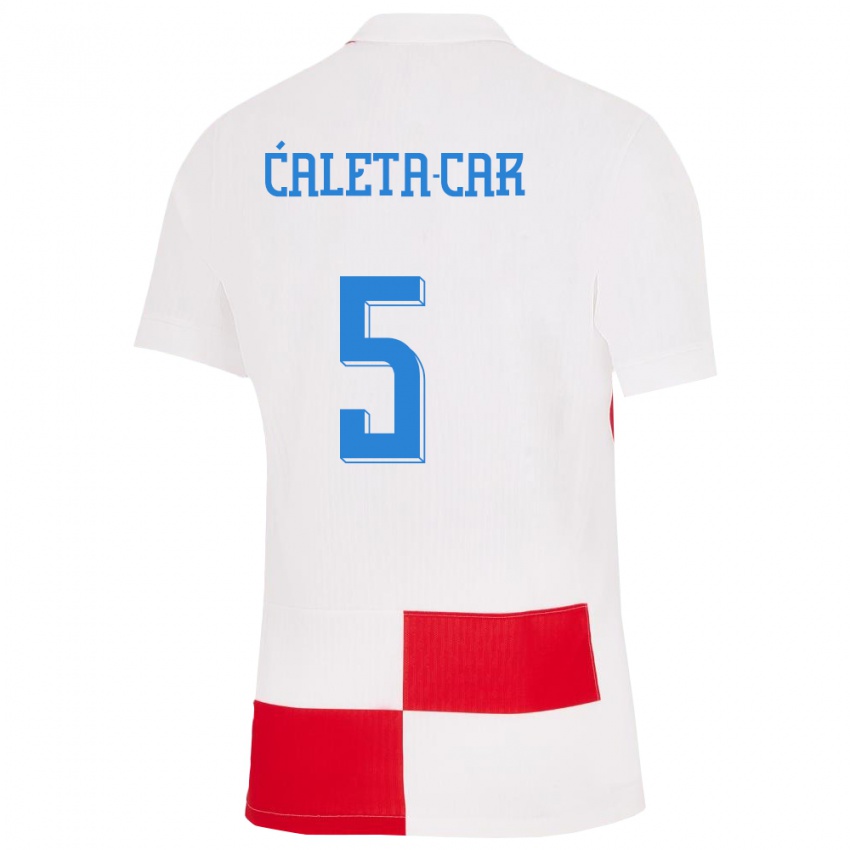 Niño Camiseta Croacia Duje Caleta Car #5 Blanco Rojo 1ª Equipación 24-26 La Camisa Argentina