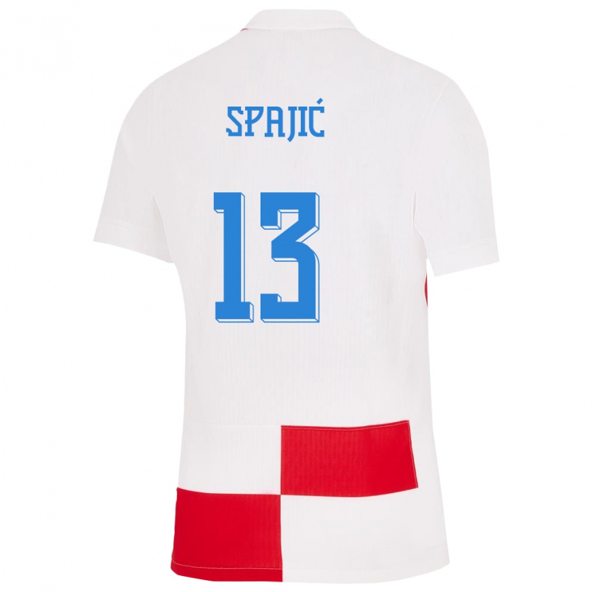 Niño Camiseta Croacia Helena Spajic #13 Blanco Rojo 1ª Equipación 24-26 La Camisa Argentina