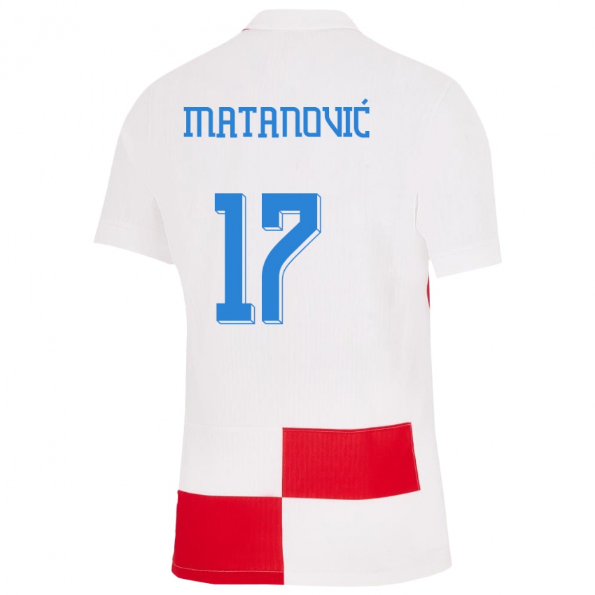 Niño Camiseta Croacia Igor Matanovic #17 Blanco Rojo 1ª Equipación 24-26 La Camisa Argentina