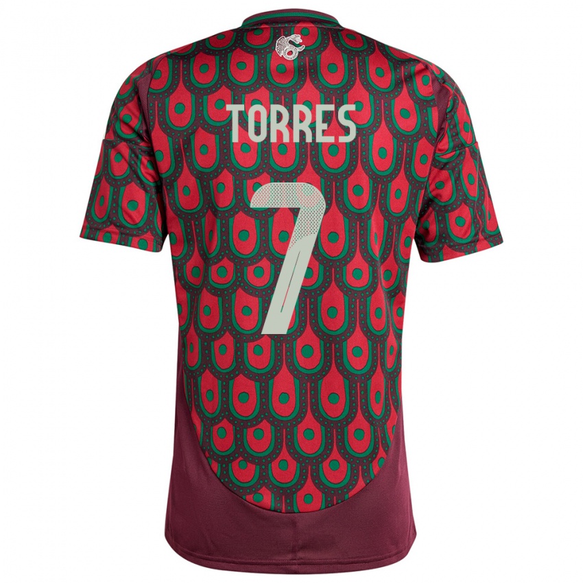 Niño Camiseta México Christian Torres #7 Granate 1ª Equipación 24-26 La Camisa Argentina