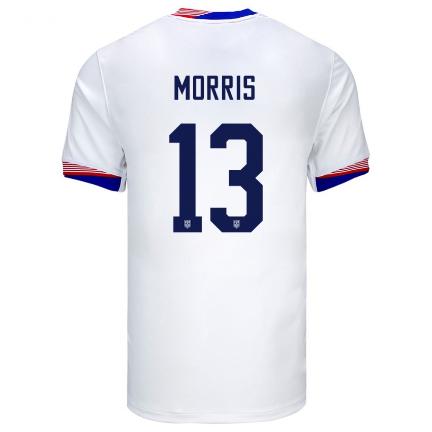 Niño Camiseta Estados Unidos Jordan Morris #13 Blanco 1ª Equipación 24-26 La Camisa Argentina