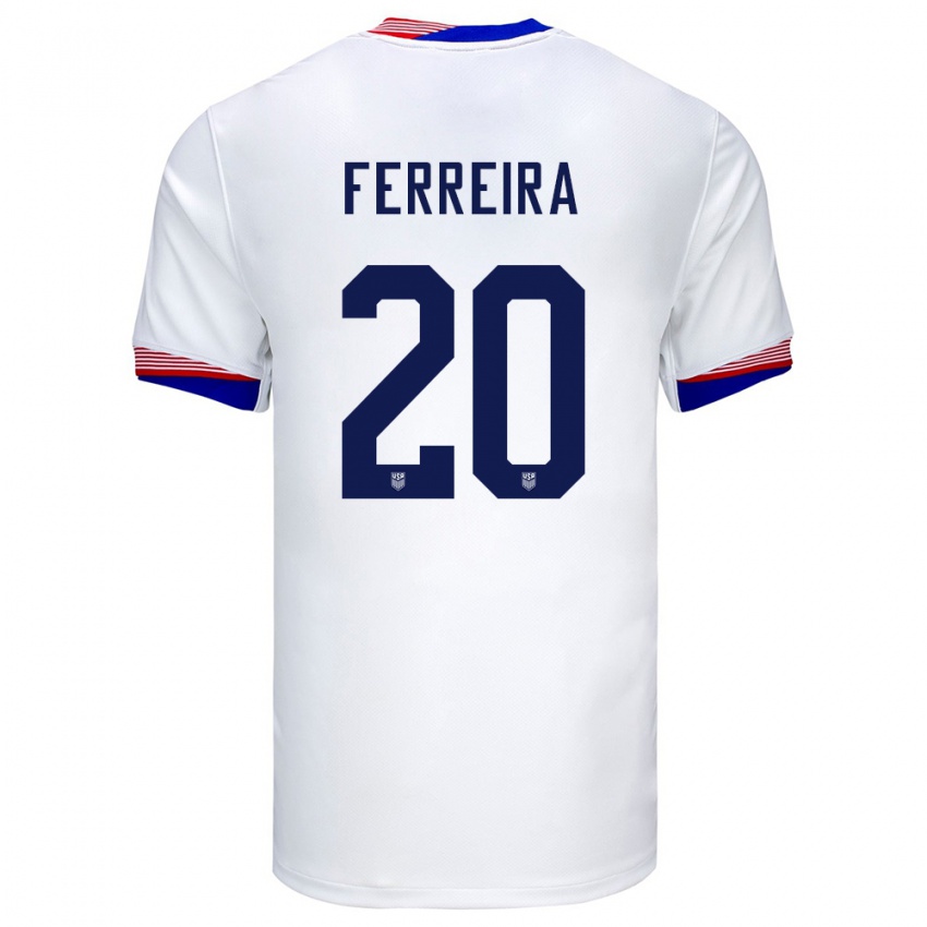 Niño Camiseta Estados Unidos Jesus Ferreira #20 Blanco 1ª Equipación 24-26 La Camisa Argentina