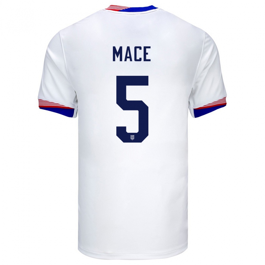 Niño Camiseta Estados Unidos Hailie Mace #5 Blanco 1ª Equipación 24-26 La Camisa Argentina