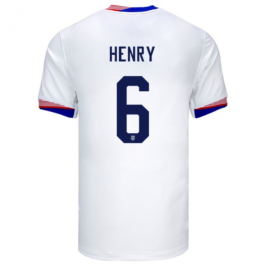 Niño Camiseta Estados Unidos Kobi Henry #6 Blanco 1ª Equipación 24-26 La Camisa Argentina
