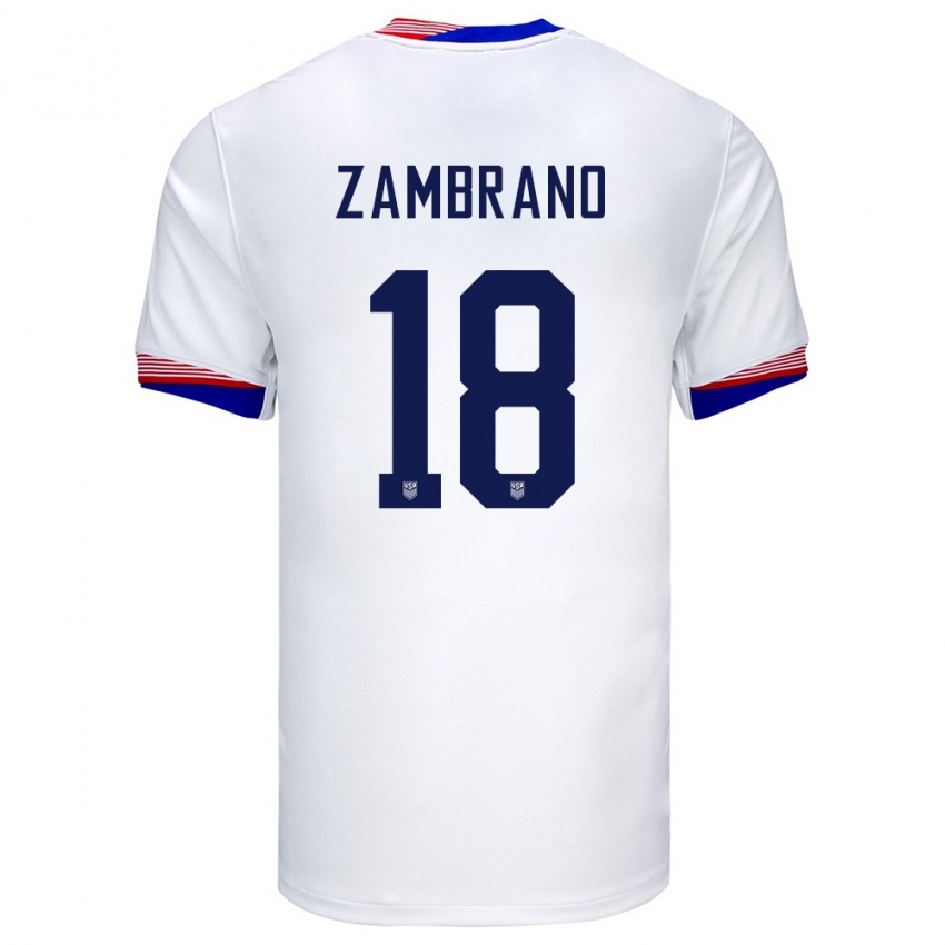 Niño Camiseta Estados Unidos Marcos Zambrano #18 Blanco 1ª Equipación 24-26 La Camisa Argentina