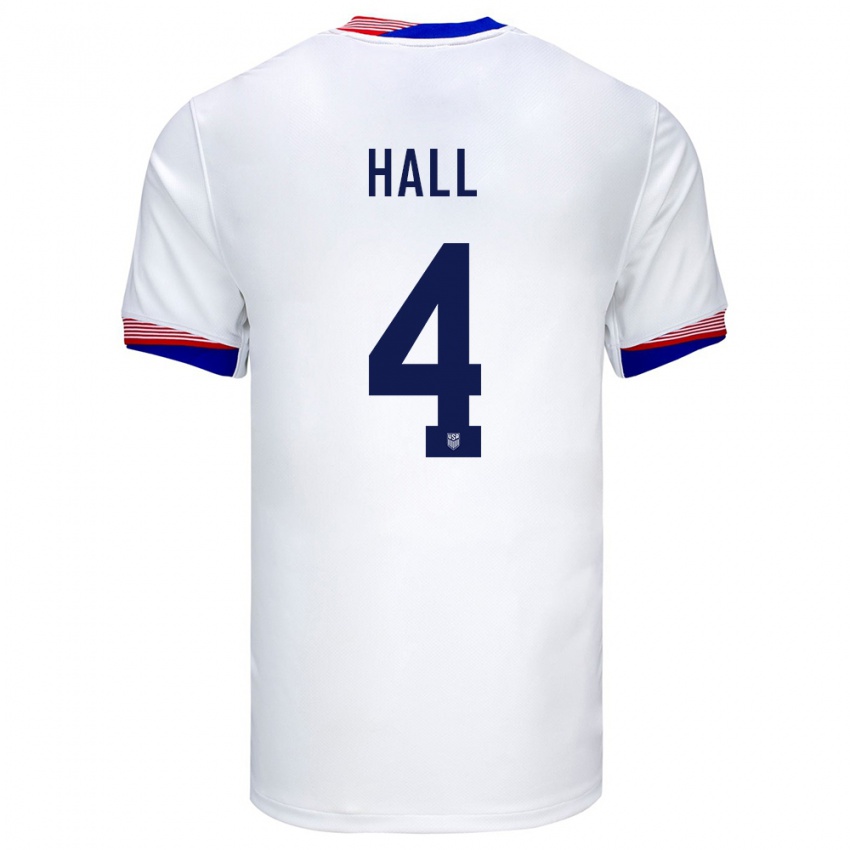 Niño Camiseta Estados Unidos Tyler Hall #4 Blanco 1ª Equipación 24-26 La Camisa Argentina