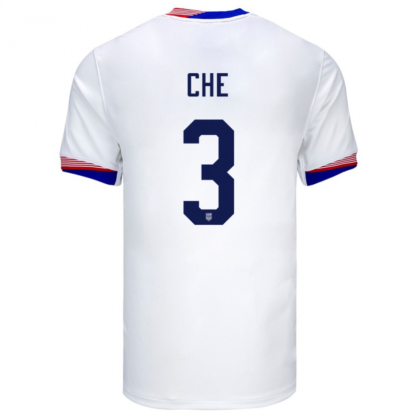 Niño Camiseta Estados Unidos Justin Che #3 Blanco 1ª Equipación 24-26 La Camisa Argentina