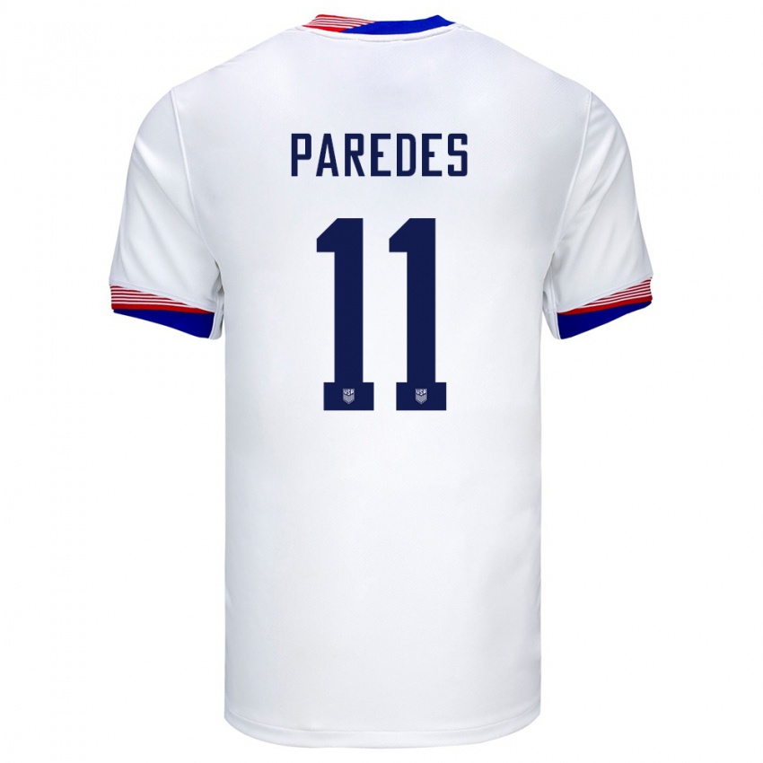 Niño Camiseta Estados Unidos Kevin Paredes #11 Blanco 1ª Equipación 24-26 La Camisa Argentina