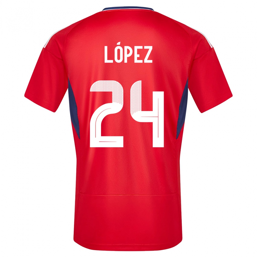 Niño Camiseta Costa Rica Douglas Lopez #24 Rojo 1ª Equipación 24-26 La Camisa Argentina
