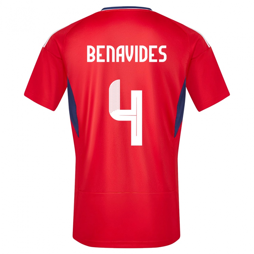 Niño Camiseta Costa Rica Mariana Benavides #4 Rojo 1ª Equipación 24-26 La Camisa Argentina