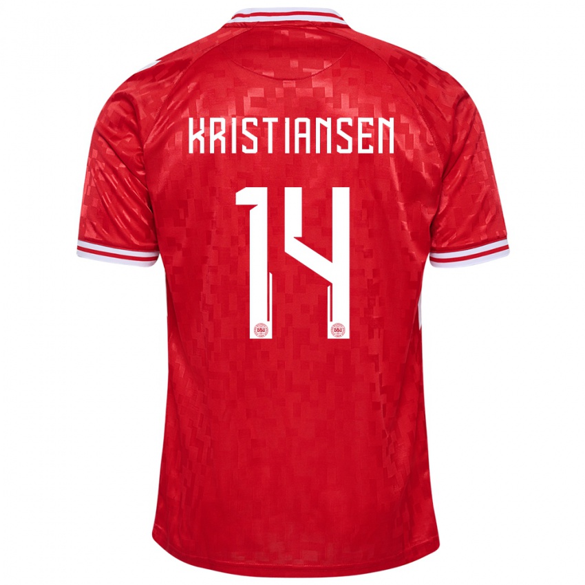 Niño Camiseta Dinamarca Victor Kristiansen #14 Rojo 1ª Equipación 24-26 La Camisa Argentina