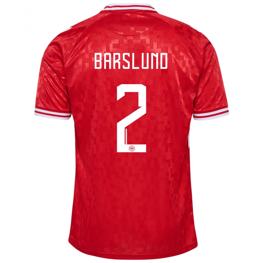 Niño Camiseta Dinamarca Kaare Barslund #2 Rojo 1ª Equipación 24-26 La Camisa Argentina