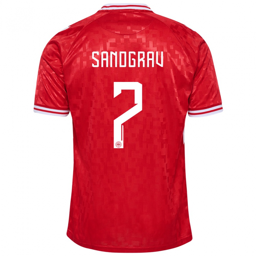 Niño Camiseta Dinamarca Lauge Sandgrav #7 Rojo 1ª Equipación 24-26 La Camisa Argentina