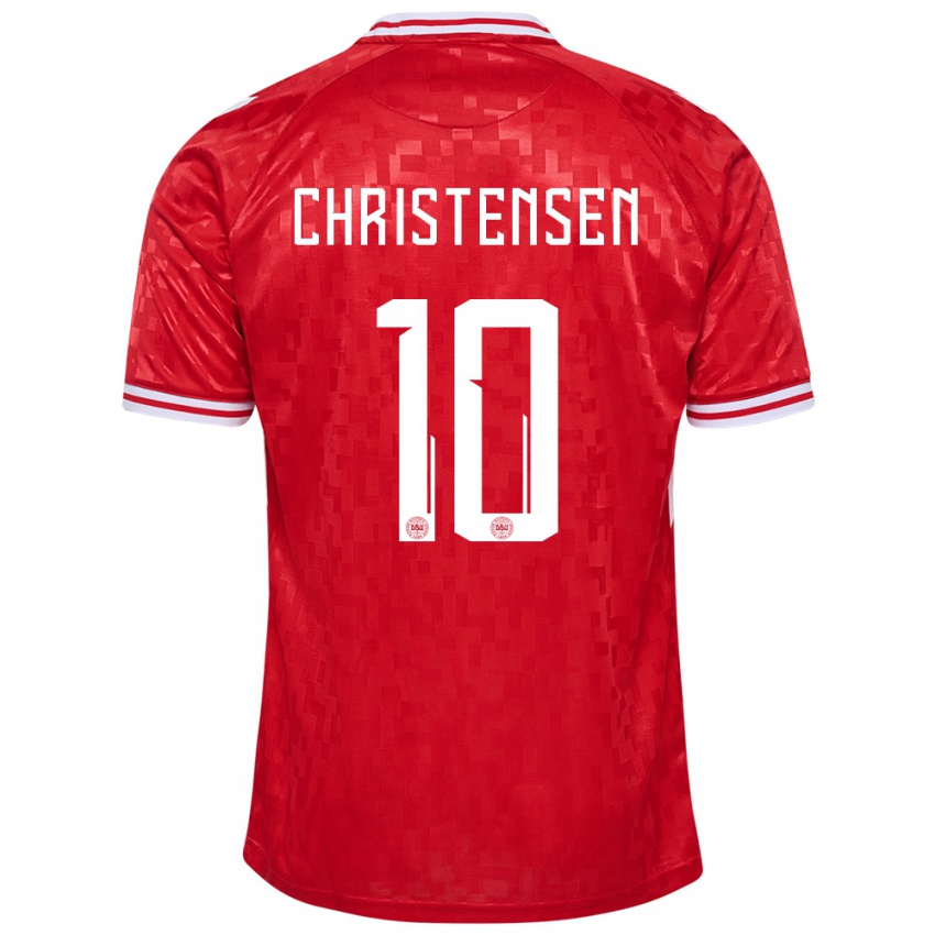 Niño Camiseta Dinamarca Gustav Christensen #10 Rojo 1ª Equipación 24-26 La Camisa Argentina
