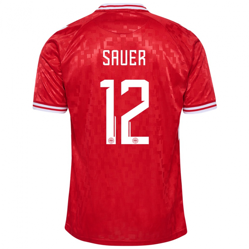 Niño Camiseta Dinamarca Mathias Sauer #12 Rojo 1ª Equipación 24-26 La Camisa Argentina