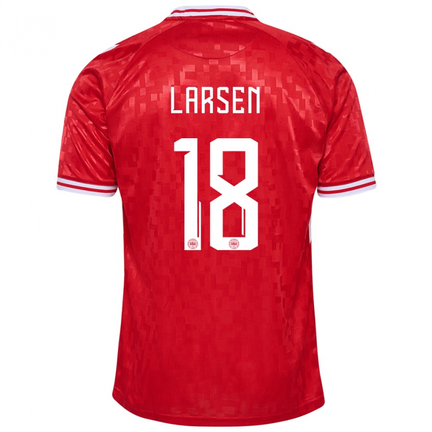 Niño Camiseta Dinamarca Lukas Larsen #18 Rojo 1ª Equipación 24-26 La Camisa Argentina