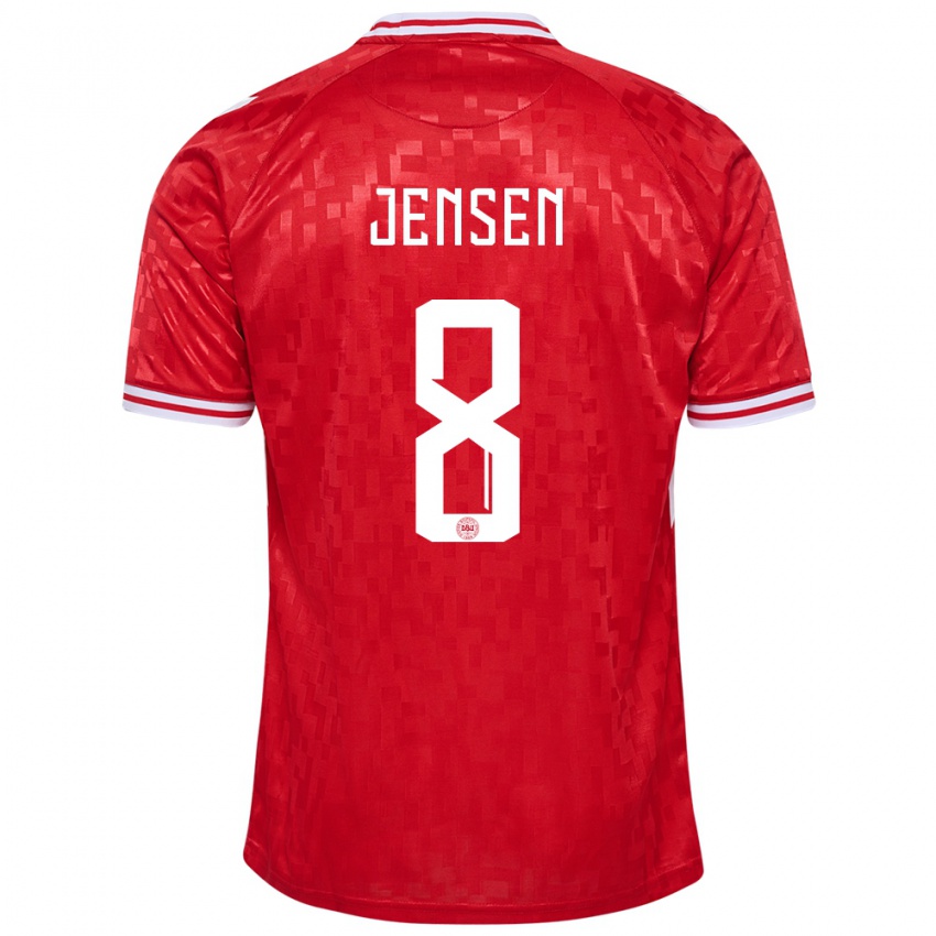Niño Camiseta Dinamarca Tobias Lund Jensen #8 Rojo 1ª Equipación 24-26 La Camisa Argentina