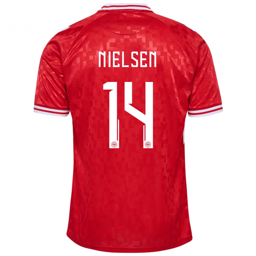 Niño Camiseta Dinamarca Julius Nielsen #14 Rojo 1ª Equipación 24-26 La Camisa Argentina