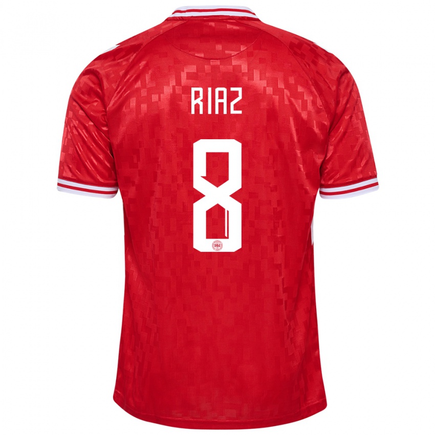 Niño Camiseta Dinamarca Danial Riaz #8 Rojo 1ª Equipación 24-26 La Camisa Argentina