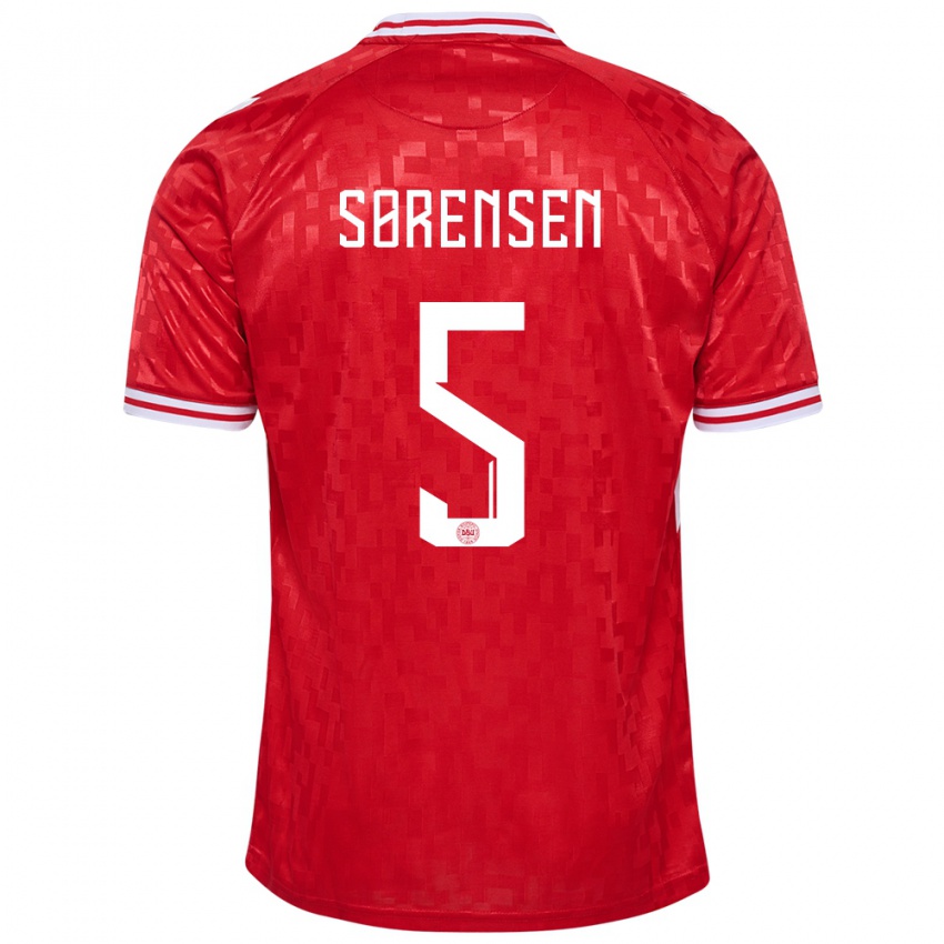 Niño Camiseta Dinamarca Simone Boye Sorensen #5 Rojo 1ª Equipación 24-26 La Camisa Argentina