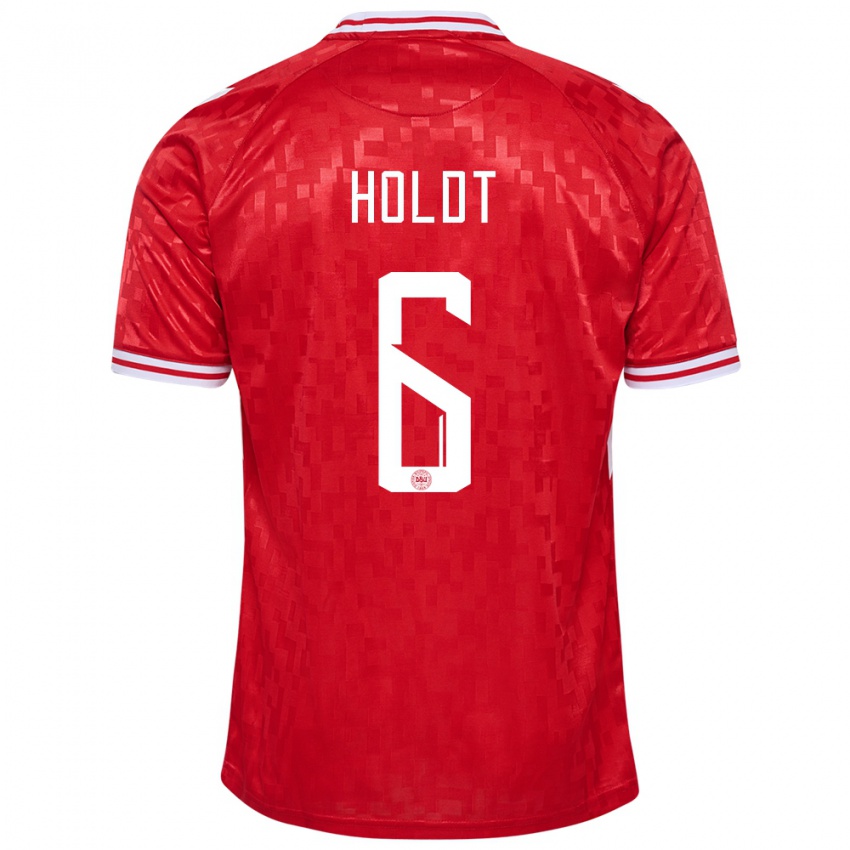 Niño Camiseta Dinamarca Olivia Holdt #6 Rojo 1ª Equipación 24-26 La Camisa Argentina
