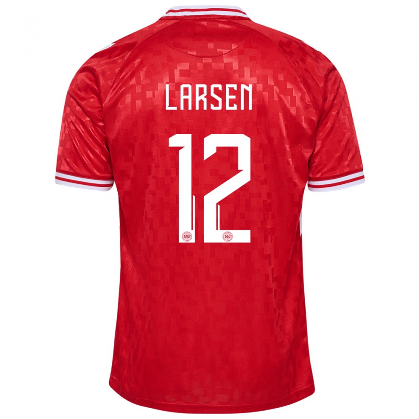 Niño Camiseta Dinamarca Stine Larsen #12 Rojo 1ª Equipación 24-26 La Camisa Argentina