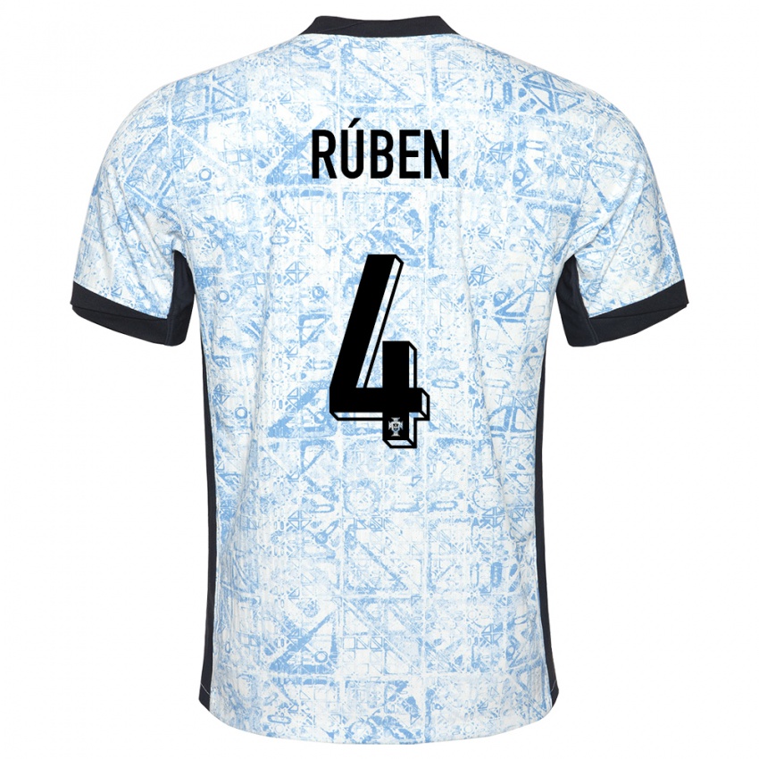 Niño Camiseta Portugal Ruben Dias #4 Crema Azul 2ª Equipación 24-26 La Camisa Argentina