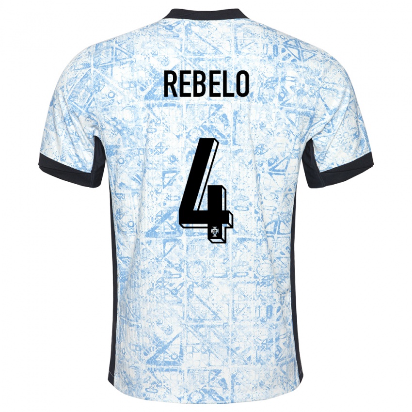Niño Camiseta Portugal Silvia Rebelo #4 Crema Azul 2ª Equipación 24-26 La Camisa Argentina