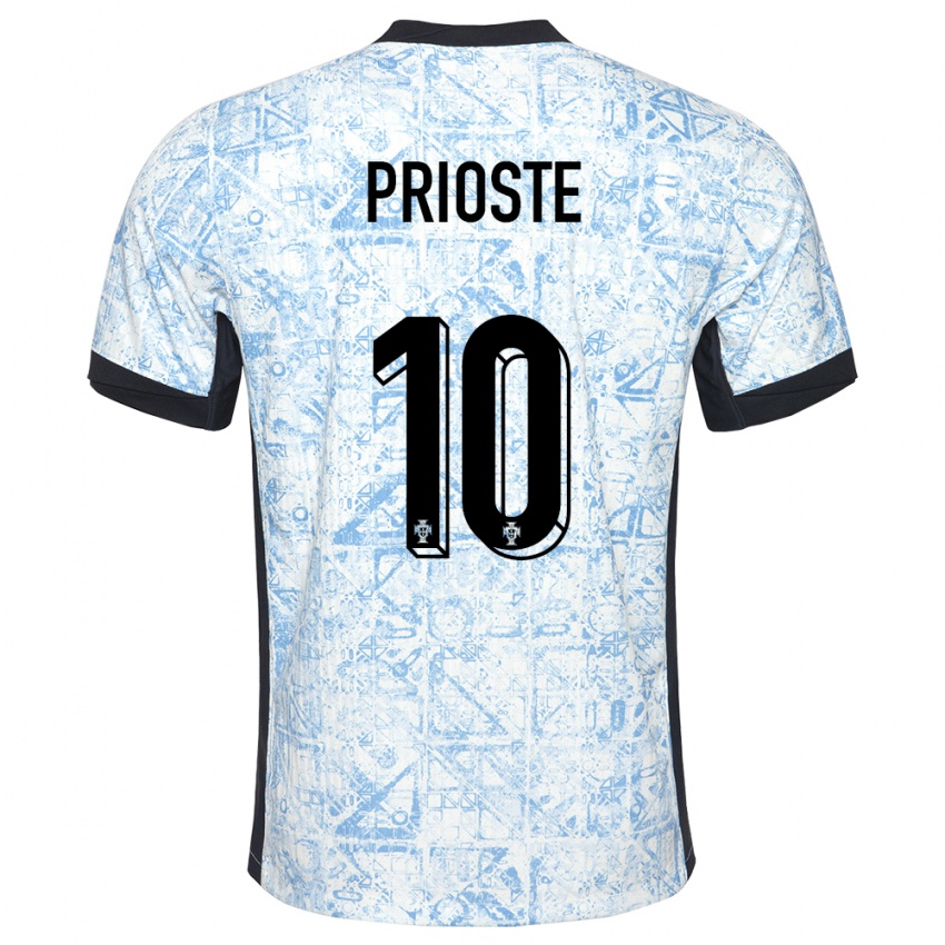 Niño Camiseta Portugal Diogo Prioste #10 Crema Azul 2ª Equipación 24-26 La Camisa Argentina