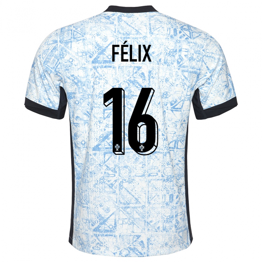 Niño Camiseta Portugal Hugo Felix #16 Crema Azul 2ª Equipación 24-26 La Camisa Argentina