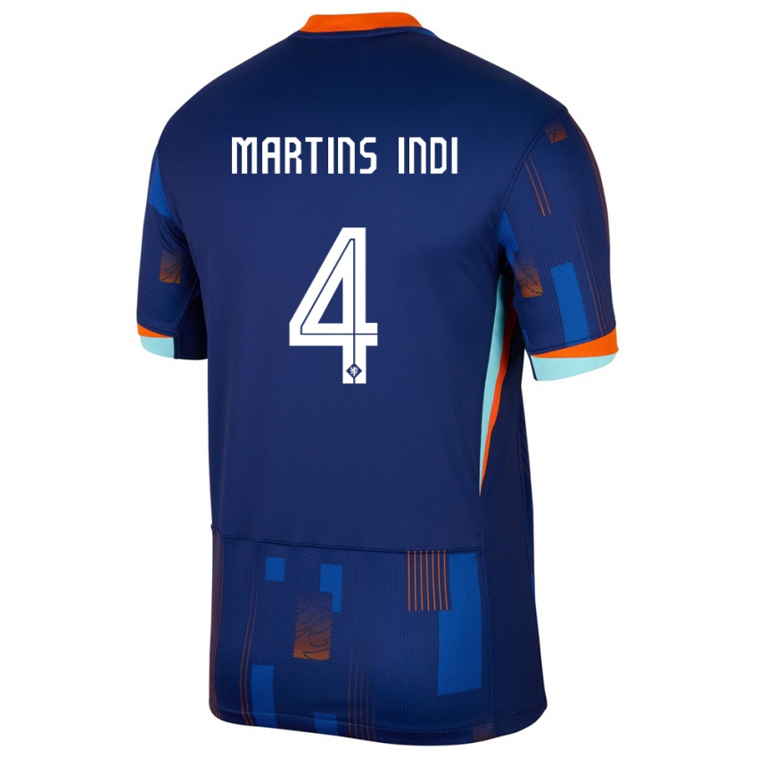 Niño Camiseta Países Bajos Bruno Martins Indi #4 Azul 2ª Equipación 24-26 La Camisa Argentina